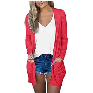 Generic Veste Femme Mi Saison Blouson Femme Ete Couluer Unie Col en V Chic et Elegant Gilet Noire Manche Longue avec Poches Manteau Longue Léger Ample Mode Cardigan Femme Décontracté - Publicité