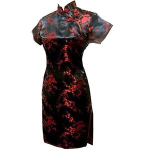 Chyoieya Vintage Dragon et Phoenix Short Qipao Élégant Femmes Cheongsam Mandarin Col Sexy Mini Robe Chinoise Oversize, Noir 2, S - Publicité