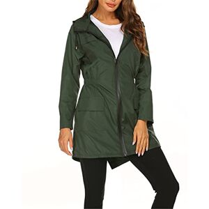 SotRong Manteau de pluie léger et pliable pour femme Coupe-vent Coupe-vent Veste d'extérieur imperméable Longue capuche Poncho pour la marche et le camping, vert foncé, L - Publicité