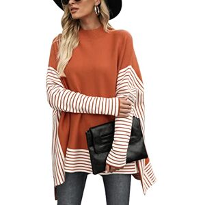 Migcaput Poncho Femme Pull en Tricot à col Montant Élégant Ponchos et Capes Femme Chaud Hiver Grand Pull Châle(Orange, M) - Publicité