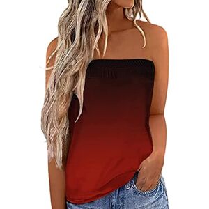 Routefuture Femmes Bustier Bandeau Tops Grande Taille Tops Sexy Été Tunique sans Manches sans Bretelles Vest T-Shirt Floral Debardeur Ample Boho Style Gilet de Plage,2-Rouge,M - Publicité