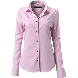 Hawk Chemise Femme Manche Longues, Chemise Basic Casual ELéGant Bureau Tunique Femme Mode Tee Top Haut Blouse,Rose,52 (UK 24) - Publicité