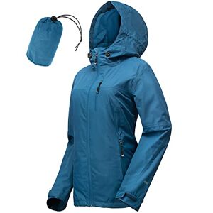 33,000ft Veste de pluie Femmes, imperméable imperméable léger avec manteau respirant emballable à capuche idéal pour la course à pied et à la randonnée(Bleu profond-L) - Publicité