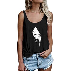 IMJONO Débardeur Femme Été Tops Décontractée Femme Sexy T-Shirts sans Manche Visage Chemise en Vrac Crop Tops Débardeurs Ample Fitness Doux Confortables Hauts Femme Mode Blouse Shirt（Noir,M - Publicité