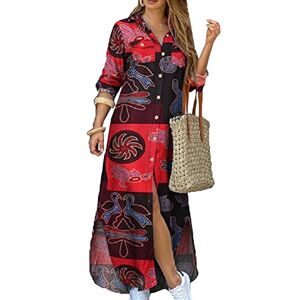 YMING Femme Cardigan Boutonné à Manches Longues Robe Rayée Robe Imprimée Graphique Drôle Robe Longue Rouge L - Publicité