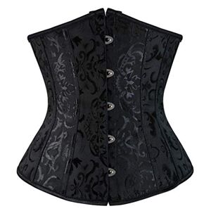 Hengzhifeng Corset Classique Serre Taille Jacquard Femme Bustier Grande Taille Gothique (EU 28-30,Noir) - Publicité