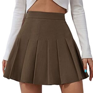 Minetom Jupe Plissée Femme Fille Taille Haute Plissé Mini-Jupe Patineuse A-Line Jupe Courte Doublée avec Short Jupe Tennis Uniformes Ecolières A Marron M - Publicité