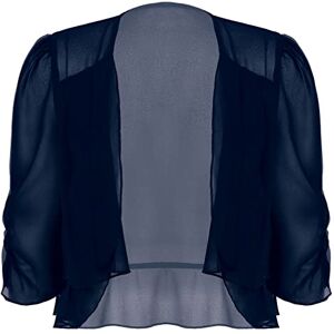 ranrann Boléro Femme Mousseline de Soie Veste Ouverte Top Dentelle Mariage Haut Chic Elégant Gilet Cérémonie pour Robe Soirée Mariage Mariée Cocktail Casual M-XXL Type H Bleu Marine M - Publicité