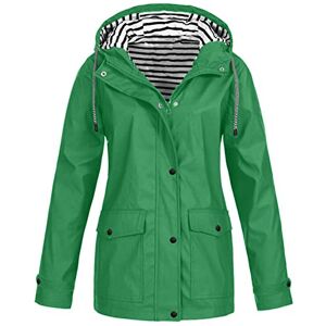 AZISEN Veste de Pluie pour Femme, Coupe-Vent Femme Blouson Femme Polyester Scolaire Trench Coat Hiver Capuche Comfy Poitrine Plaine Chi Trench Coat Femmes Grande Taille Comfy Manches longues Vert L - Publicité