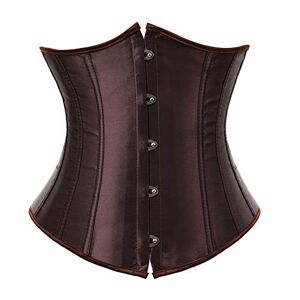 Grebrafan Classique Corset Serre Taille Satin Bustier de Mariage (EUR(32-34) S,Marron) - Publicité