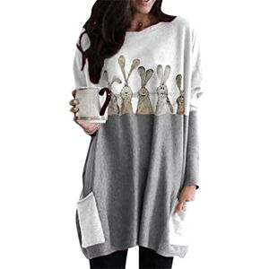 EFOFEI Femme Sweatshirt à Col Ras du Cou Et Coupe Ample Hauts Décontractés avec Deux Poches Robe Chemise Imprimée à Manches Longues Gris M - Publicité
