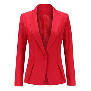 YYNUDA Blazer Femme Tailleur Manches Longue Chic Business Officier Cardigan Veste Blazer,Rouge,L - Publicité