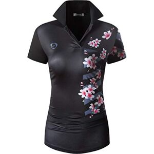 jeansian Femme De Sport Manches Courtes Women Casual Tennis Golf Bowling Breathable Polo T-Shirt Tops Tee SWT290 Black XL - Publicité