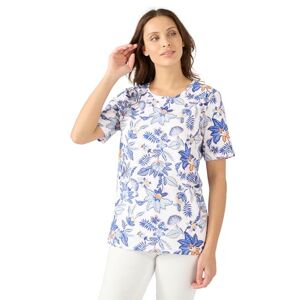 Damart Tee-Shirt Imprimé Manches Courtes., Femme, Col Rond, Bleu Fleuri Indien, Manche Courte - Publicité