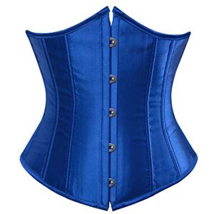 Hengzhifeng Corset Simple Serre Taille Femme Bustier Satin Grande Taille Gothique (EU 32-34,Bleu) - Publicité