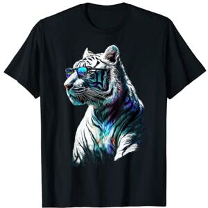 @n!mal White Tiger Lunettes de soleil colorées Art Tigre T-Shirt - Publicité