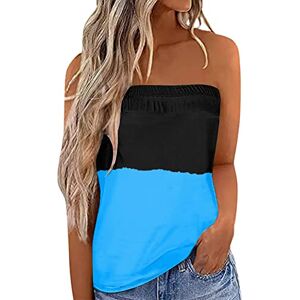 Generic Femmes Bustier Bandeau Tops Sexy Été Tunique sans Manches Vest T-Shirt Floral Debardeur Ample Chemise sans Bretelle Haut Dos Nu Blouse - Publicité