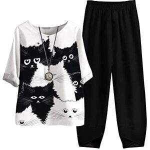 Tomwell Survêtements Femme Outfit Ensemble de Survêtement 2 Pièces Jogging Sportswear Imprimé Floral Haut et Pantalon Tenue de Sport Décontracté Streetwear A Blanc4 3XL - Publicité