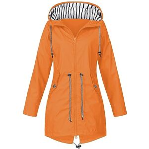 Windsfinr Veste de pluie pour femme Imperméable et respirante Coupe-vent Longue Avec capuche Veste légère à capuche Veste d'extérieur Veste de transition avec doublure Trench coat, Orange, M - Publicité