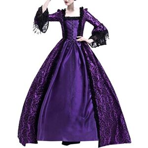 Cape Medievale Femme Deguisement Moyen Age Robe Viking Robe Vintage Gothique Médiévale Renaissance Victorienne Princesse Longue Robe Plissé Patchwork Bustier Déguisement pour Halloween - Publicité