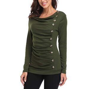 MISS MOLY Pull Femme Hiver Chic Manches Longues Jointif Couleur Tops Sweatshirt Blouse Vert Small - Publicité