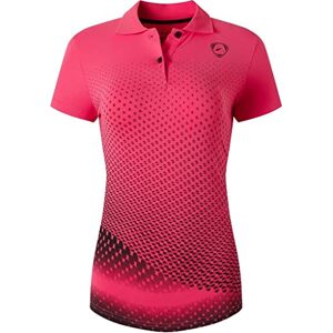 jeansian Femme De Sport Manches Courtes Casual Breathable Short Sleeved Polo T-Shirt Tops SWT251 RoseRed XXL - Publicité