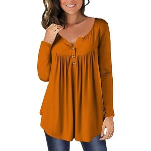 Susenstone Tunique d'été pour Femmes boutonnée Hauts T-Shirt à Manches Longues décontracté Ample Longue Chemise Blouse Hauts Boutons Chemise Blouse pour Femmes Top - Publicité