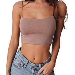 Loalirando Camisole et Débardeur Court Femme Eté à Bretelles Fines Sexy Couleur Uni,Rose,S - Publicité