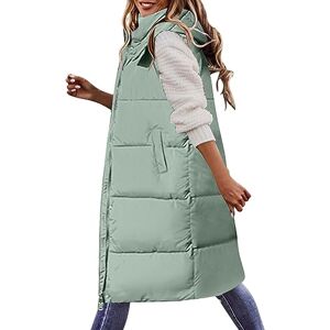 RYTEJFES Gilet matelassé pour femme Long et léger Avec capuche Sans manches Noir kaki Vert Beige Hiver XXXL Bleu Veste matelassée Veste matelassée Veste d'hiver Veste de transition - - Publicité