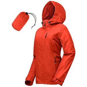 33,000ft Veste de pluie Femmes, imperméable imperméable léger avec manteau respirant emballable à capuche idéal pour la course à pied et à la randonnée(Rouge-orange-M) - Publicité