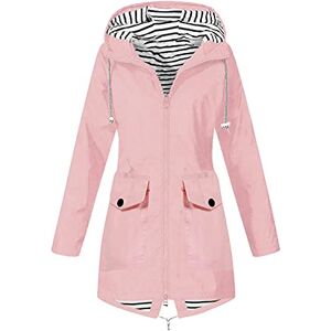 Generic Veste de pluie pour femme Couleur unie Imperméable Veste softshell doublée avec rayures Veste respirante de mi-saison Printemps Automne Veste à capuche légère Fermeture éclair Taille - Publicité