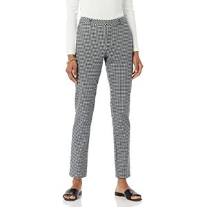 Amazon Essentials Pantalon Jambe Droite Longue Bi-Extensible Femme, Blanc Motif Vichy, 50 - Publicité