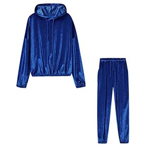 Peuignao Jogging Velours Femme Ensemble Tracksuit Women Set Loungewear Tenue Jogging Femme Velour Survêtement Sport Femme Grande Taille Sportwear Survêtements Sweat Suit Vêtement Détente Femme Chaud Bleu 3XL - Publicité