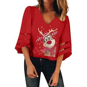 ITISME T-Shirts à Manches Longues Femme Col V Automne Printemps Hiver Christmas Lettre ImpriméE NoëL à Manches Longues Sweat Pull Tops Blouse Shirt Top Blouse T-Shirt Sweat SWEA-Shirt - Publicité