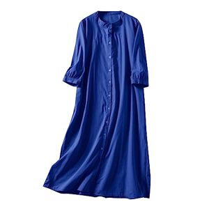 JUANMAO Chemise Robe Lin Femme, Robe Musulmane Femme Midi Robe Grande Taille Robes Chic Elegant Été Col Rond T-Shirt Robe Ample Courte Robe Femme Vintage Robe Manches Lanterne Robe Élastique Fluide - Publicité