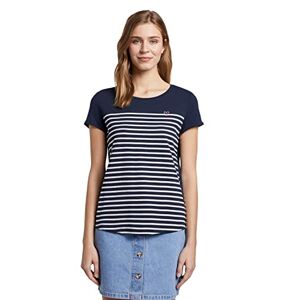 TOM TAILOR Denim 1017275 T-shirt Rayé avec Imprimé cœur Femme ,22701 Navy Off White Stripe ,S - Publicité