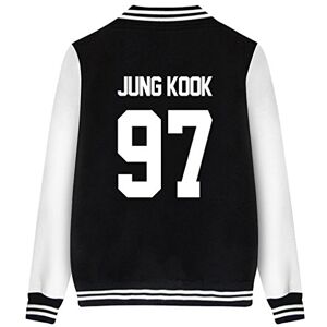 ShallGood Femme Automne Mode Nouvelles Tops Fans Blouson Cool Bomber Veste Aviateur Classique Matelassé Manteaux Baseball Jacket Coat Court Outerwear Jung KOOK-97 Noir FR 34 - Publicité