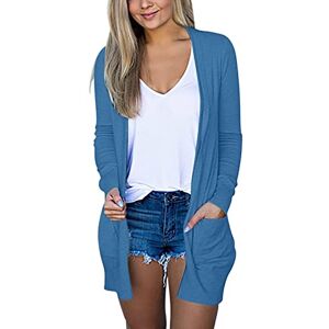 Generic Veste Femme Mi Saison Blouson Femme Ete Couluer Unie Col en V Chic et Elegant Gilet Noire Manche Longue avec Poches Manteau Longue Léger Ample Mode Cardigan Femme Décontracté - Publicité