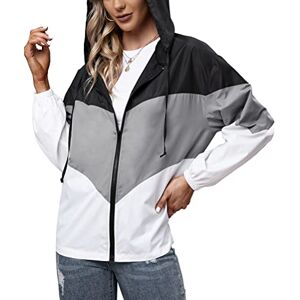 ORANDESIGNE Veste de Pluie Imperméable pour Femmes Léger Veste De Pluie Courte Coupe Vent Extérieure Manteaux à Capuche Vacance Coupe-Vent Zippé Z4 gris clair XL - Publicité