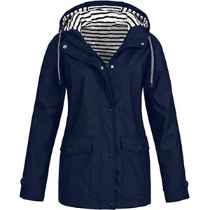 TAELU Veste de Pluie, Veste de Pluie Longue pour Femme Veste de Pluie pour Femme avec Poches et Doublure Zippée Manteau Coupe-Vent de Couleur Unie Veste Coupe-Vent pour Femme Veste Etanche (Bleu,L) - Publicité