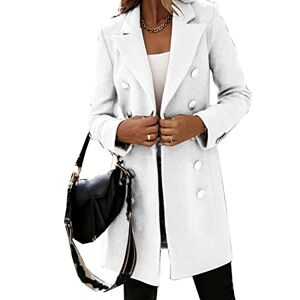 WJANYHN Automne Et Hiver Loisirs Exquis Mode Costume à Manches Longues Col De Costume à Double Boutonnage Nizi Veste Coupe-Vent Manteau Femmes, Blanc, XL - Publicité