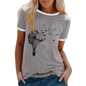 Haut à manches courtes pour femmes T-shirt d'été à manches courtes imprimé Vintage T-shirt décontracté rond chemisier pour femmes T-shirt décontracté à manches courtes pour femme (18-Grey, XXXXXL) - Publicité