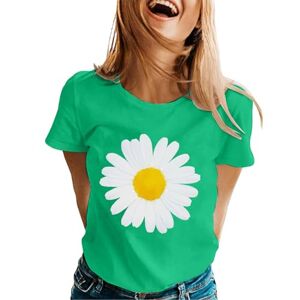 Generic HUIFUAO T-shirts noirs à manches courtes et col rond pour femme avec imprimé tournesol et marguerites, Vert A01, L - Publicité