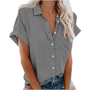 BUDAOWENG Chemise à Col Revers à Manches Courtes Et Décontractée pour Femme Tee Shirt De Sport Court Couleur Confortabletunique Chemisier Hauts Casual Blouse Chic Et élégant Grande Taille - Publicité