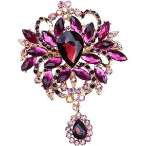 Wilitto Broche polyvalente pour les occasions spéciales pour les tenues, strass, fleur, pull, cardigan, manteau, costume d'affaires, épinglette pour femme, Métal, Pierre secondaire - Publicité