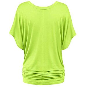 Nidddiv Hauts de yoga pour femme Tunique grande taille Col en V T-shirt à manches courtes chauve-souris Couleur unie T-shirt à manches volantées Pull extensible et doux Pull plissé respirant et - Publicité