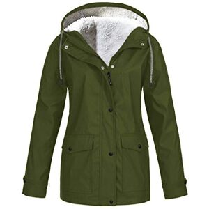 Liqiqi Veste de pluie en polaire Épaisse, chaude, coupe-vent, légère et imperméable Vêtement d’extérieur avec poches pour femmes Manteau d’hiver, vert militaire, L - Publicité