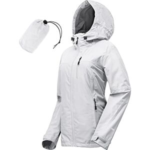 33,000ft Veste de pluie Femmes, imperméable imperméable léger avec manteau respirant emballable à capuche idéal pour la course à pied et à la randonnée(Gris clair-L) - Publicité