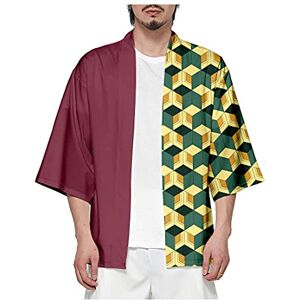 Piccodos Homme Femme Kimetsu no Yaiba Giyu Tomioka Kimono Cosplay Costume Manteau Cape Cardigan Vert XXS - Publicité