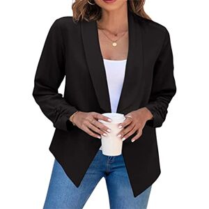 OMZIN Femmes Casual Manches Longues Ouvertes Devant Blazer Tricot Unique Bureau Veste en Tricot Noir Pur XS - Publicité